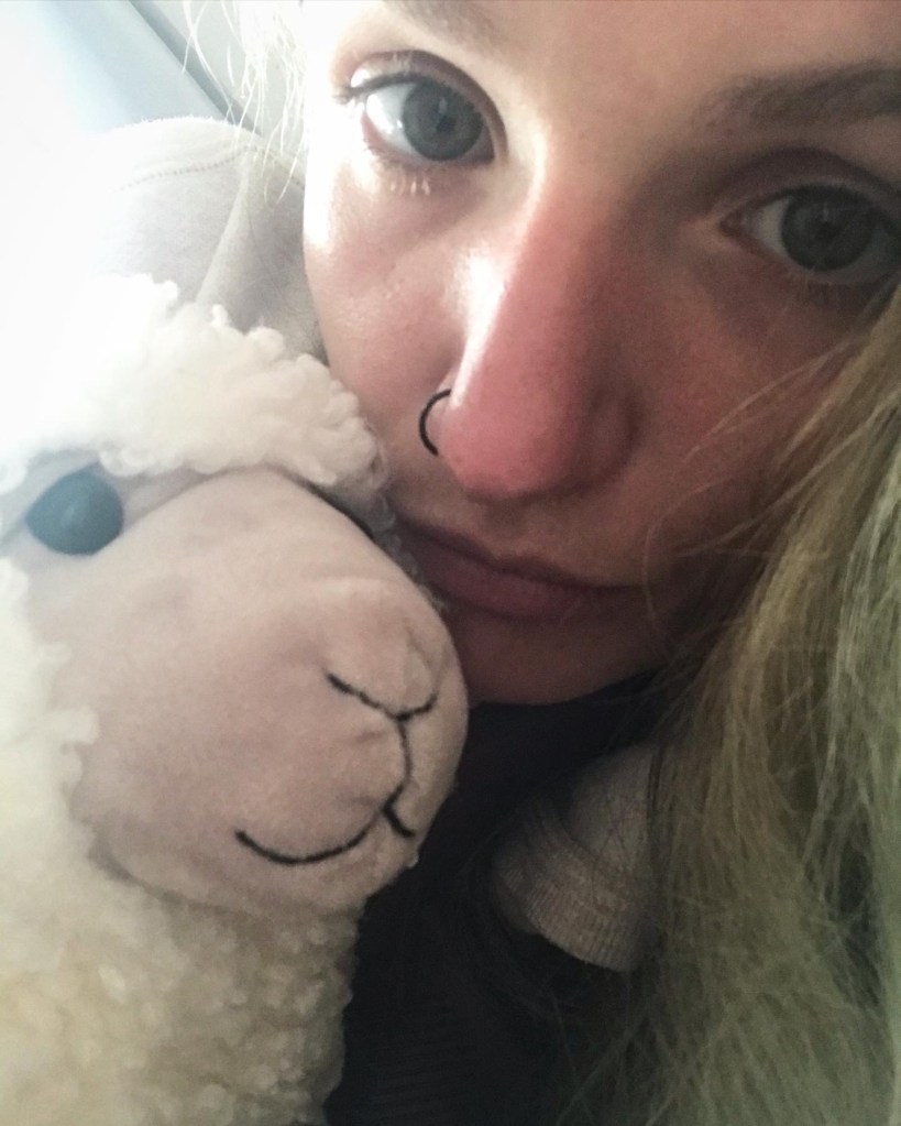 Difficult MH days = cuddles with Wool.iam. 🐏